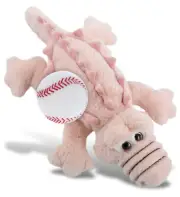 DolliBu Huggable Pink Alligator Stuffed Animal with Baseball Plush - 14 Inches