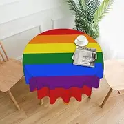 Rainbow Round Tablecloth 60" Waterproof for Picnic and Outdoor Kitchen