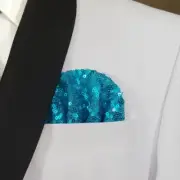 NEW - Men's Sequin Pre-Folded Pocket Square Insert - Turquoise Blue