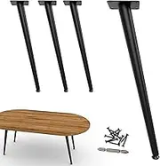 SunVFaFa Metal Coffee Table Legs 40.5cm | 16 Inch, Matte Black Short Bench Legs for Furniture Set of 4, Dresser Cabinet Feet, Mid Century Modern Replacement Furniture Legs for Chair Stool Side Table