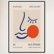 Galrie Papiers Découpés Blue Face with Orange, H. Matisse Art Print (1955), Black Frame, A4 21 x 30cm (8 x 12inch)