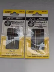 John James Needlepoint Tapestry hand Needles Size 22 - 6 needles new Gold