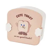Khaki Toast Pattern Lid Children Bento Box Cartoon Look Divider Food Container School Portable Lunch Storage Box