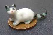 Ceramic White Kitten Black Stripe Tail Pet Cat Ornament Dolls House 1:12 Scale X