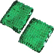 [WYLZLKX] Stylish Stretchy Elastic Arm Warmers Sparkly Sequin Costume Women Cuffs with Stunning Sequins, Green, Approx.7x10cm/2.76x3.94''