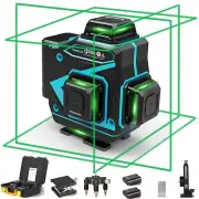 Tile Laser Level 360 Self-leveling - Floor 4 x 360 Green Beam Cross Line Lase...