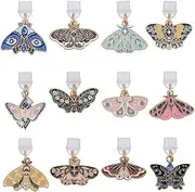 12 Pcs Dust Plug Charm, Moth Butterfly Type C Anti Dust Plugs USB Charging Port Plugs Pendants Mobile Dustproof Plugs with Colorful Butterfly for Most Type C Phone Kindle