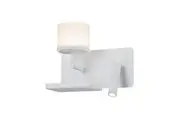 VIGO Wall Light Interior Surface Mounted 6W + 3W Reader Matte White with Frosted Diffuser LEFT