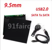 NEW 9.5mm USB 2.0 SATA to SATA External Optical Drive Case CD DVD-ROM Enclosure
