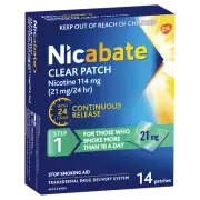 Nicabate Clear 21mg Step 1 14 Patch Stop Smoking Aid Continuous Release