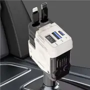 4IN1 Retractable Car Charger USB Type C Cable For Phone PD Fast Charge Adapter White