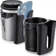2 Pcs Wheelchair Cup Holder,3 in 1 Bike Cup Holder with Cell Phone for Wheelchai