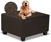TOPHMDECOR Ottoman Cover Square,Waterproof Square Ottoman Covers Thick Slipcover for Living Room,Washable Storage Footstool Furniture Protector for Dogs,Pets,Chocolate,Medium