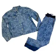 Gas Jeans men’s 2P SET button up Jacket Size 50 & Jeans Size Large Blue denim
