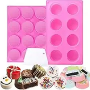Juome Cake Puck Mold Set - Chocolate Covered Desserts Molds Silicone, Includes 12-Cavity&8-Cavity Round Cake Pop Silicone Molds for DIY Cakepucks, Candy, Cake Cores, Cookie