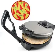 StarBlue 25.4cm Roti Maker Machine with Free Roti Heater and Removable Handle - Indian Chapati, Tortilla, Roti AC220-240V 50/60Hz 1200W, UK Plug with AU Adaptor
