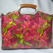 NWT Patricia Nash Along The Coast Bougainvilleas Floral Leather Valletta Bag