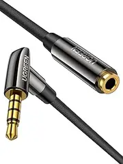 UGREEN 3.5mm Extension Cable Headphone Male to Female 4 Pole Aux Audio Mic Extender TRRS Mini Jack Stereo Cord Angled Compatible with Gaming Headset Earphone, Switch Lite PS4, TV PC Car, Speaker, 3M