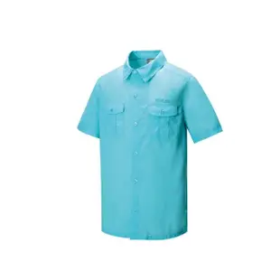 【Mountneer山林】男 透氣抗UV短袖襯衫-粉藍 31B07-76(薄襯衫/防曬)