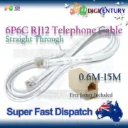 0.6m - 15m White 6P6C RJ12 PRO Straight ADSL Telephone Cord Cable w/ free Joiner