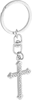 [Healeved] Rhinestone Cross Keychain Pendant Elegant Religious for Handbags and Backpacks Memorable Souvenir for Birthdays and Religious Events Durable Design