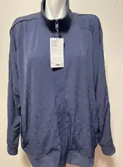 Athleta Women 2X Brooklyn Bomber Jacket Blue Leopard Print Zip Up Jacquard New N