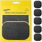 ZEFFFKA Premium Quality Denim Iron-on Jean Patches Inside & Outside Strongest Glue 100% Cotton Black Color Repair Decorating Kit 10 Pieces Size 4-1/4" by 3-3/4" (9.8 cm x 10.8 cm)