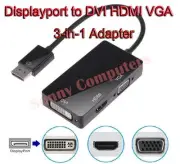 3 in 1 DisplayPort DP to HDMI DVI VGA Audio USB Adapter Converter Cable For PC