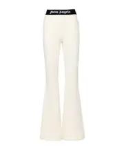 Palm Angels Logo Elastic Waistband Flared Track Pants XS White