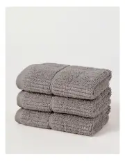 [Vue] Combed Cotton Rib 3pk Face Washer in Charcoal
