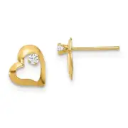 *BRAND NEW* 14k Yellow Gold Madi K Childrens Polished CZ Heart Post Earrings