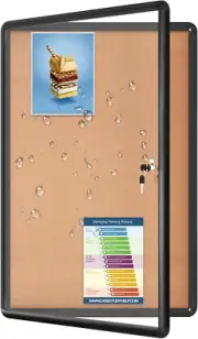 36"X24" Enclosed Cork Bulletin Board Tamper-Proof Dispaly Case, Black Aluminium