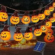 Abkshine Upgraded Solar Pumpkin Lights for Halloween Decorations Outside, Spooky String Lights for Outdoor Yard, Porch, Camper Party, Door, Window, Tree Decor