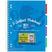 Oxford A4 5 Subject Notebook 200 Pages with Scribzee App Aqua