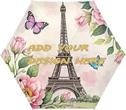 [miaozhen] custom UV 50+ umbrella compact Peach Flowers Romantic Eiffel Tower under sun wind and rain protection customizable umbrellas for rain adult auto open paraguas