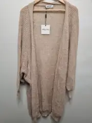 Ebby And I cardigan womens size m/l long woven knit beige new with tags