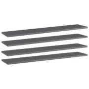 Chipboard Bookshelf Boards 4 Pcs High Gloss Grey 100x20cm Replacement Shelf Set