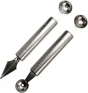 Zerodeko Stainless Steel Melon Baller Scoops 2pcs Fruit Ball Spoons for Kitchen Watermelon Cucumber Easy to Clean Comfortable Handle Non-Slip Design