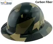 DAX Actual Carbon Fiber Full Brim Lift Safety Hard Hat - Jungle Camo