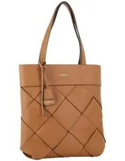 [Milleni] Ladies Woven Fashion Tote Handbag in Tan