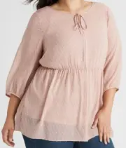 Size 26 Plus Size Pretty Tie Front Dusty Pink Autograph Top BNWT