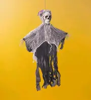 Skeleton Reaper Hanging Gothic Halloween Decoration Posable Arms 2.5 Ft Long New