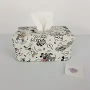 Tissue Box Cover Handmade Mickey & Friends Print Silver Circle Opening