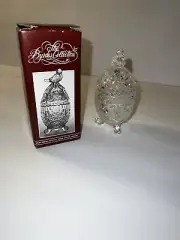 1985 Hofbauer Crystal Byrdes Collection Mini 2 pc Egg shaped trinket box w/feet