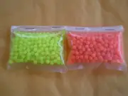 200 PCS. 5MM. SOFT GLOW PLASTIC LURE BEADS-CHARTREUSE/ORANGE 100 EACH .036 HOLE