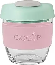 Avanti GoCup Borosilicate Glass Travel Cup, 236 ml / 8 Oz, Pink/Mint/Grey