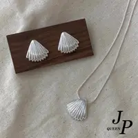 在飛比找momo購物網優惠-【Jpqueen】復古貝殼設計金屬感項鍊耳環可選(銀色)