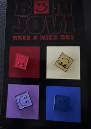 BON JOVI Button Pin Badge Vintage Rare 2005 ‘Have A Nice Day Tour’ Smirk Face