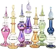 NileCart Egyptian Perfume Bottles Wholesale Set Of 12 Size 4” mouth-blown with handmade golden Egyptian decoration for Perfumes & Essential Oils by