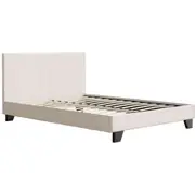 Bed Frame Double Size Boucle Fabric Mattress Base Platform Wooden